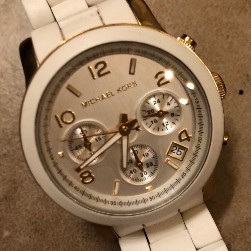 Authentic Michael Kors white and gold watch!!!!